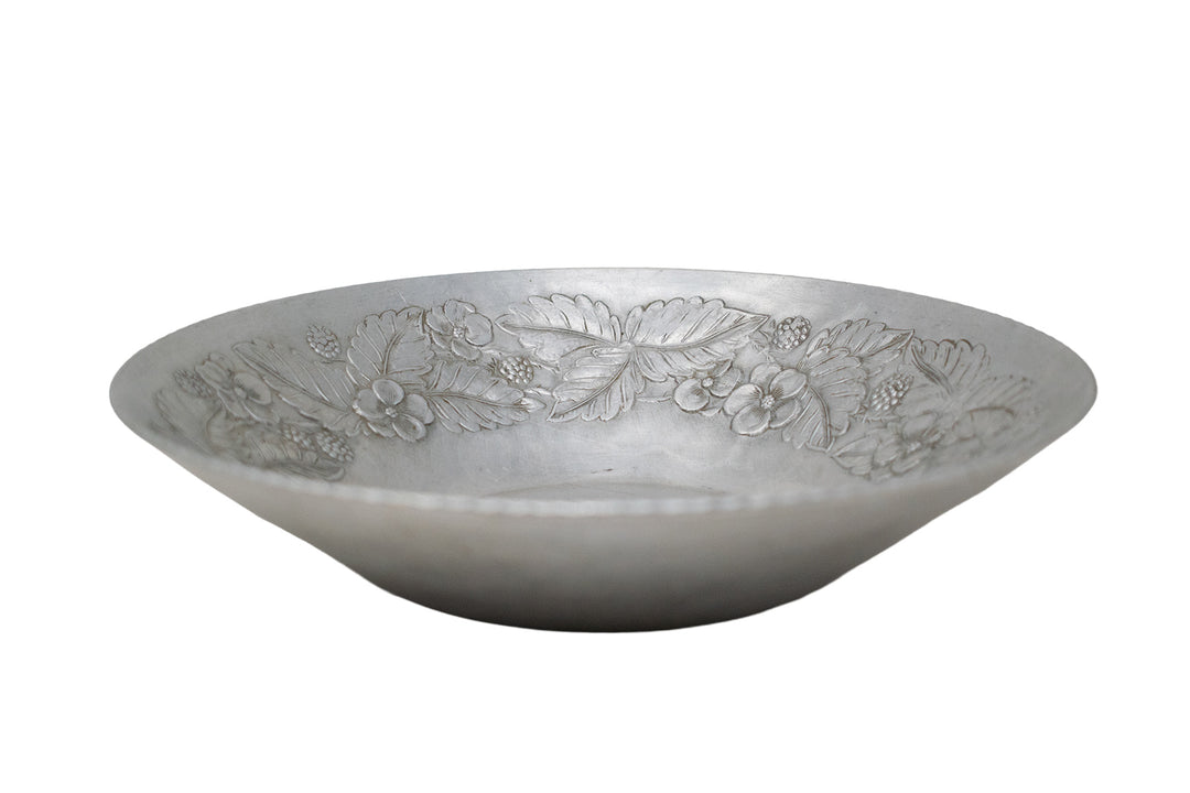 Ornate Floral Metal Offering Bowl