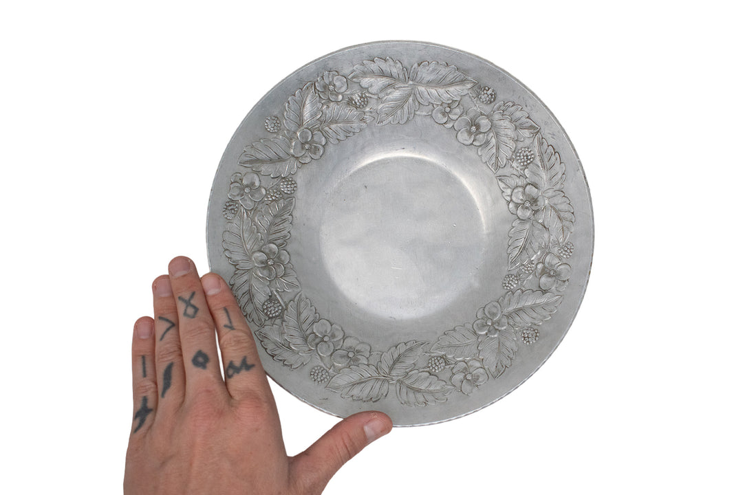 Ornate Floral Metal Offering Bowl