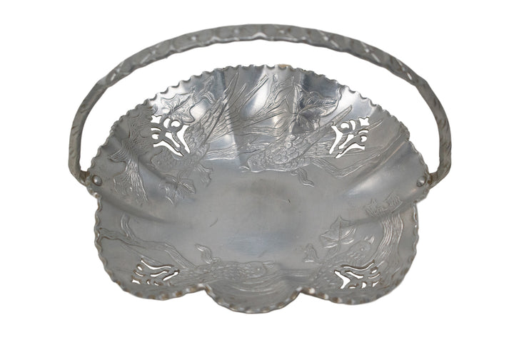 Ornate Bird & Branch Metal Offering Basket