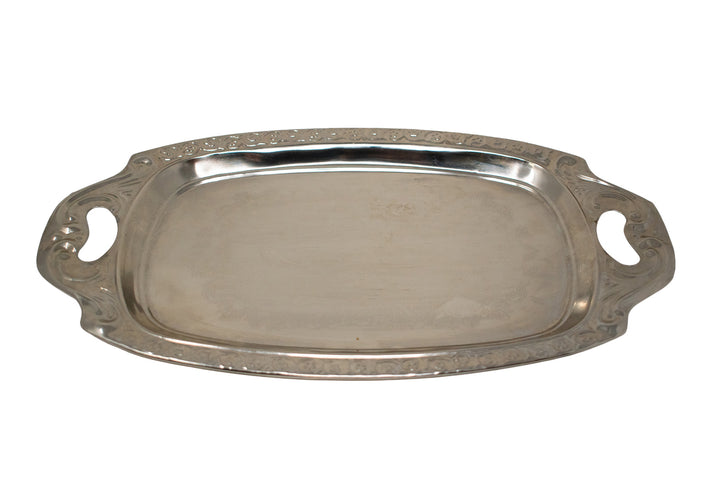 Ornate Silver Toned Metal Offering Tray
