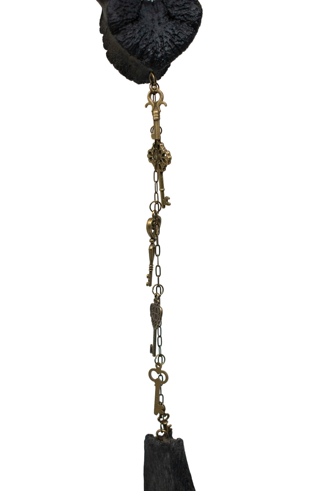 Blackened Cow Vertebra Skeleton Key Bone Chime