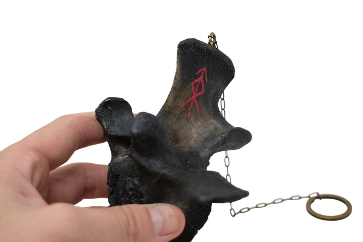 Blackened Cow Vertebra Protection Chime with Hand Painted Staves