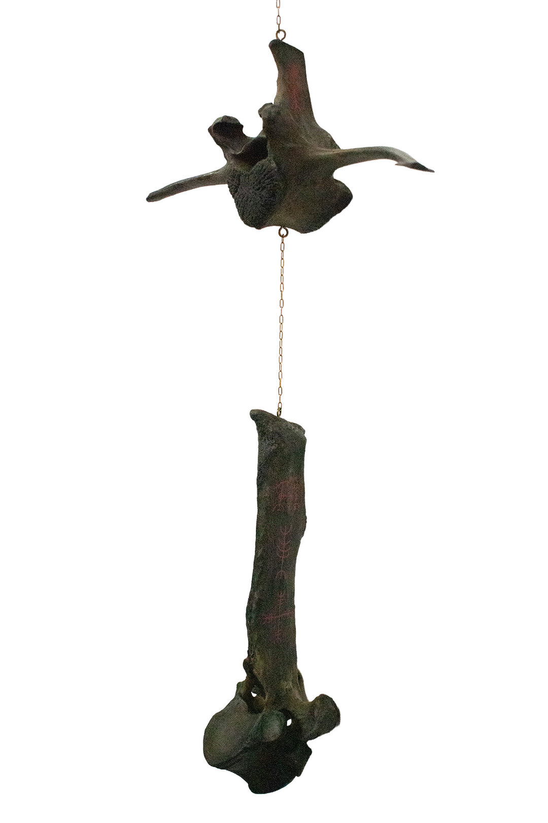 Blackened Cow Vertebra Protection Chime with Hand Painted Staves