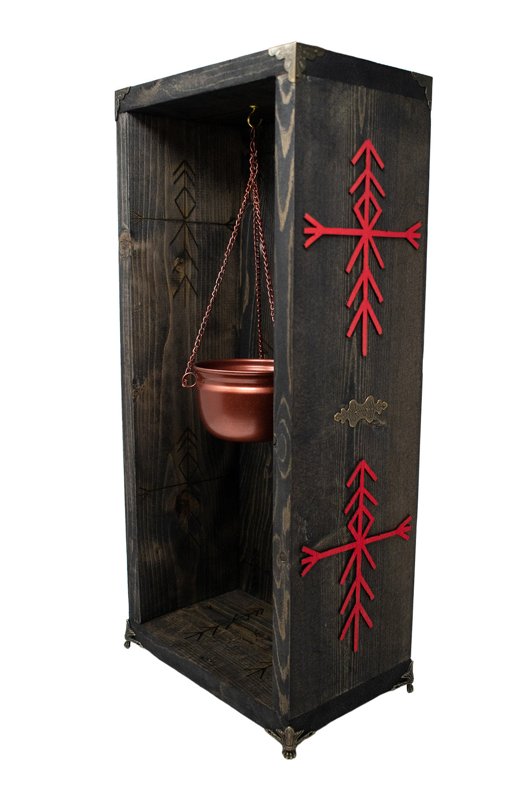 Norse Home Protection Bindrune Altar with Hanging Loose Incense Burner