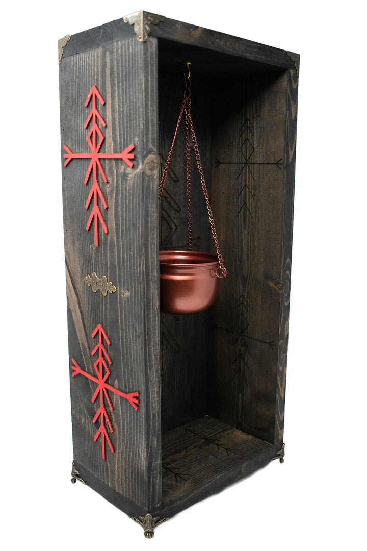Norse Home Protection Bindrune Altar with Hanging Loose Incense Burner