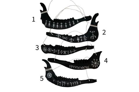 Image of blackened elk jawbone hanger