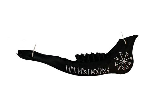 Image of blackened elk jawbone hanger