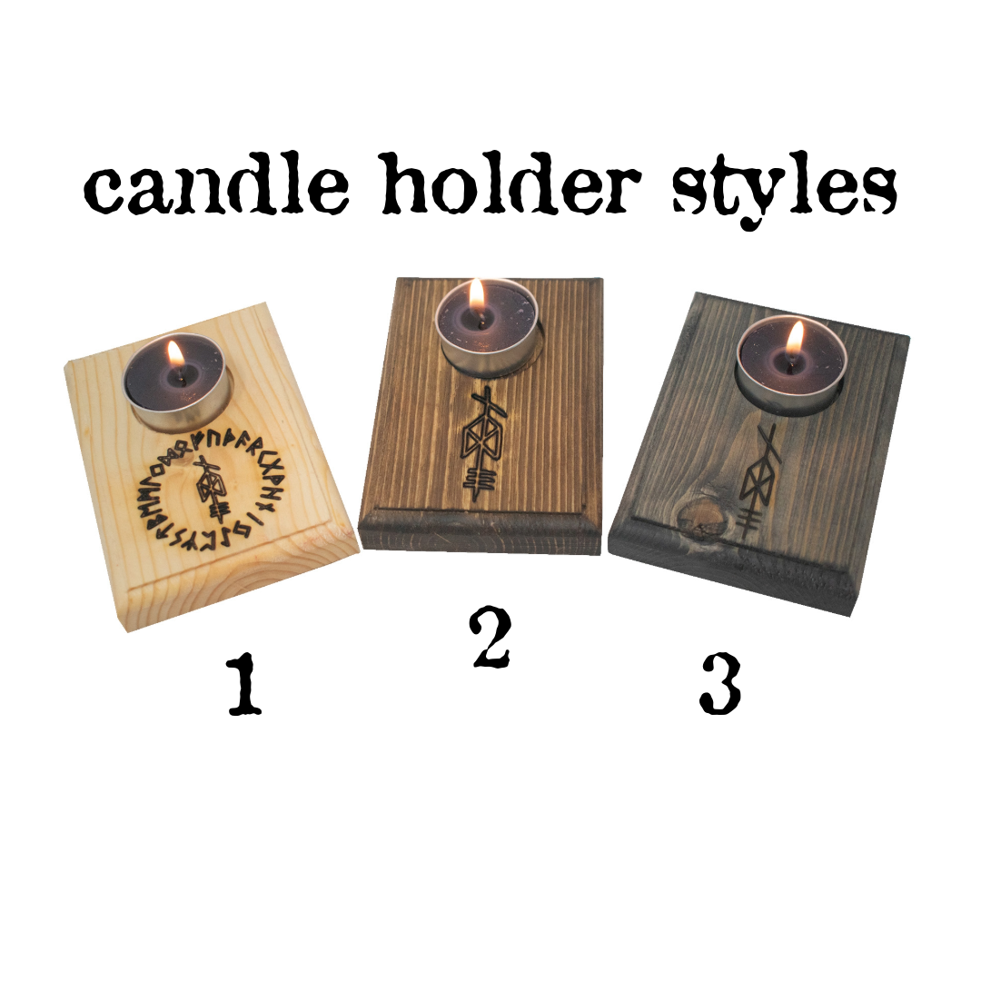 Odin bindrune tealight candle holder