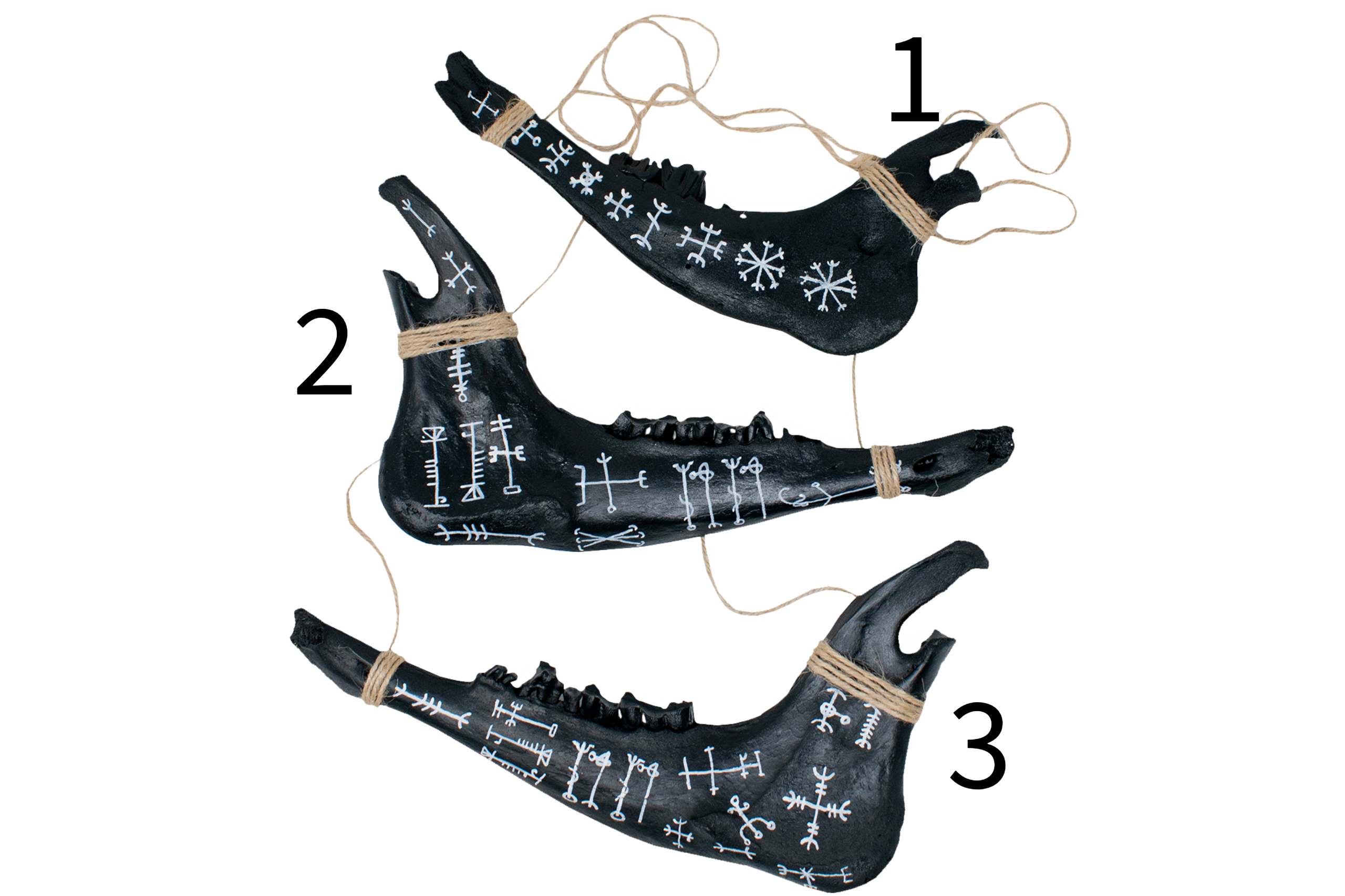 Blackened Deer Jawbone with Icelandic Magical Staves