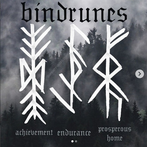 Image of triple bindrune and blackened elk vertebra altar