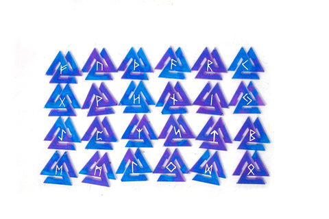 Image of valknut rune set - blue/purple