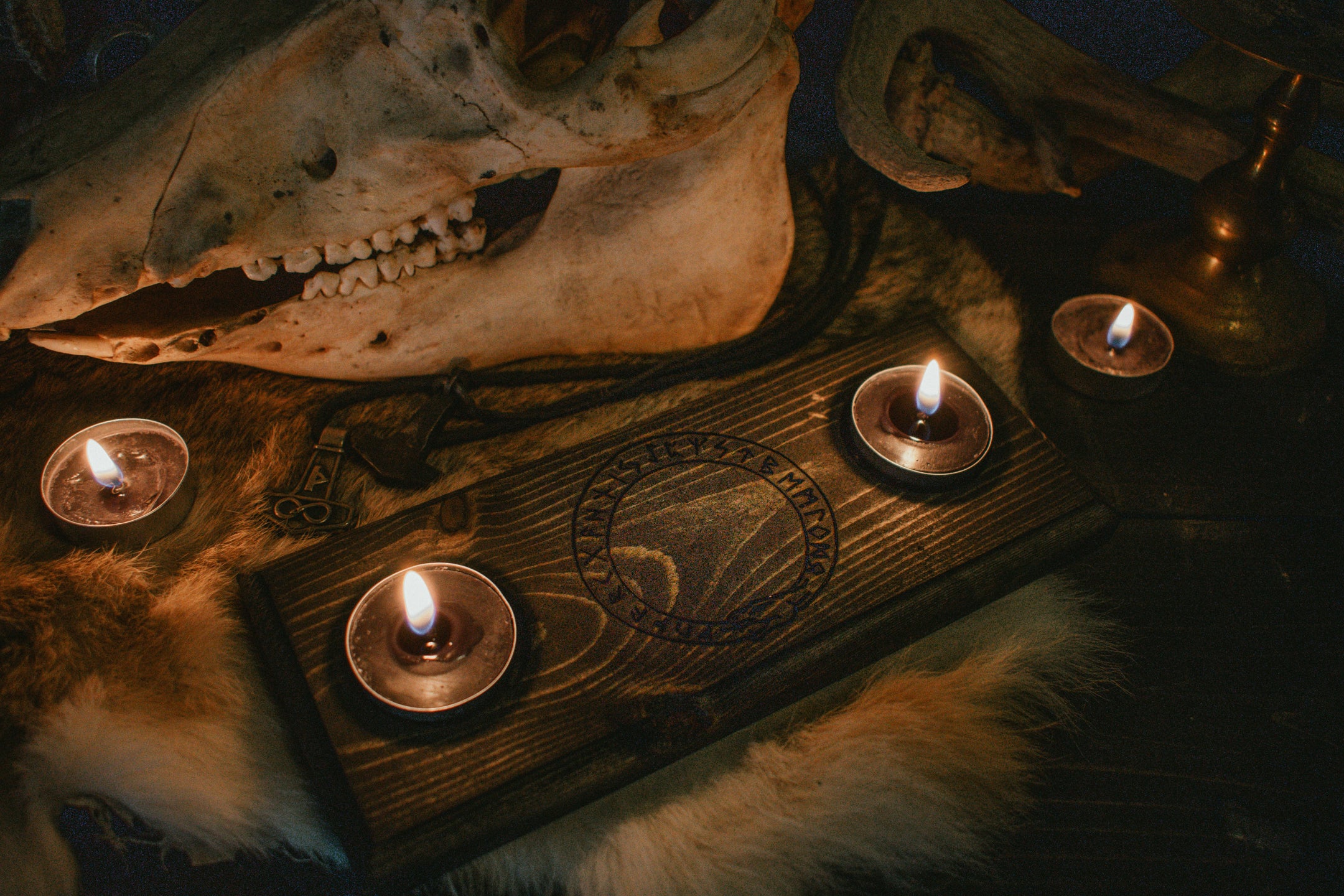 Runes & Jörmungandr tealight candle holder