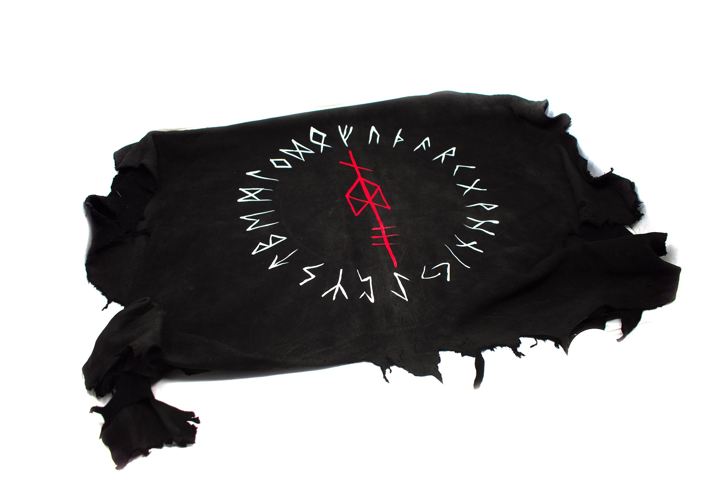 Deer hide altar cloth - ODIN bindrune & runic circle