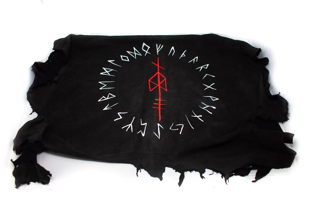 pagan altar cloth, norse altar cloth, odin altar cloth, viking altar cloth, asatru altar cloth, deer hide
