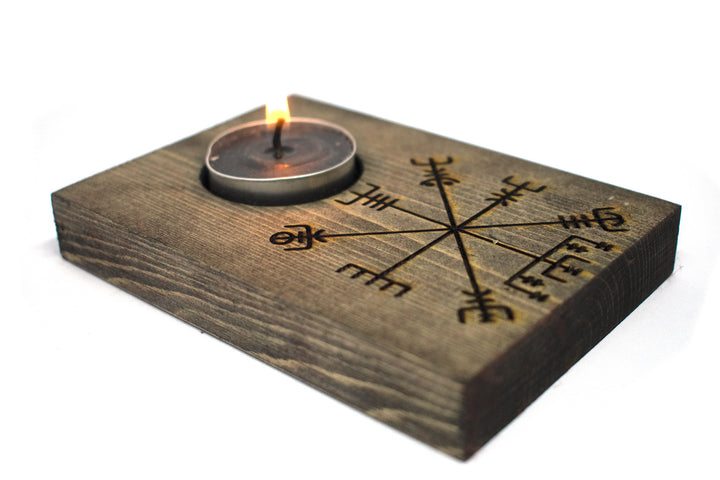 pagan candle holder, viking candle holder, vegvisir candle holder, vegvisir candle, norse candle holder