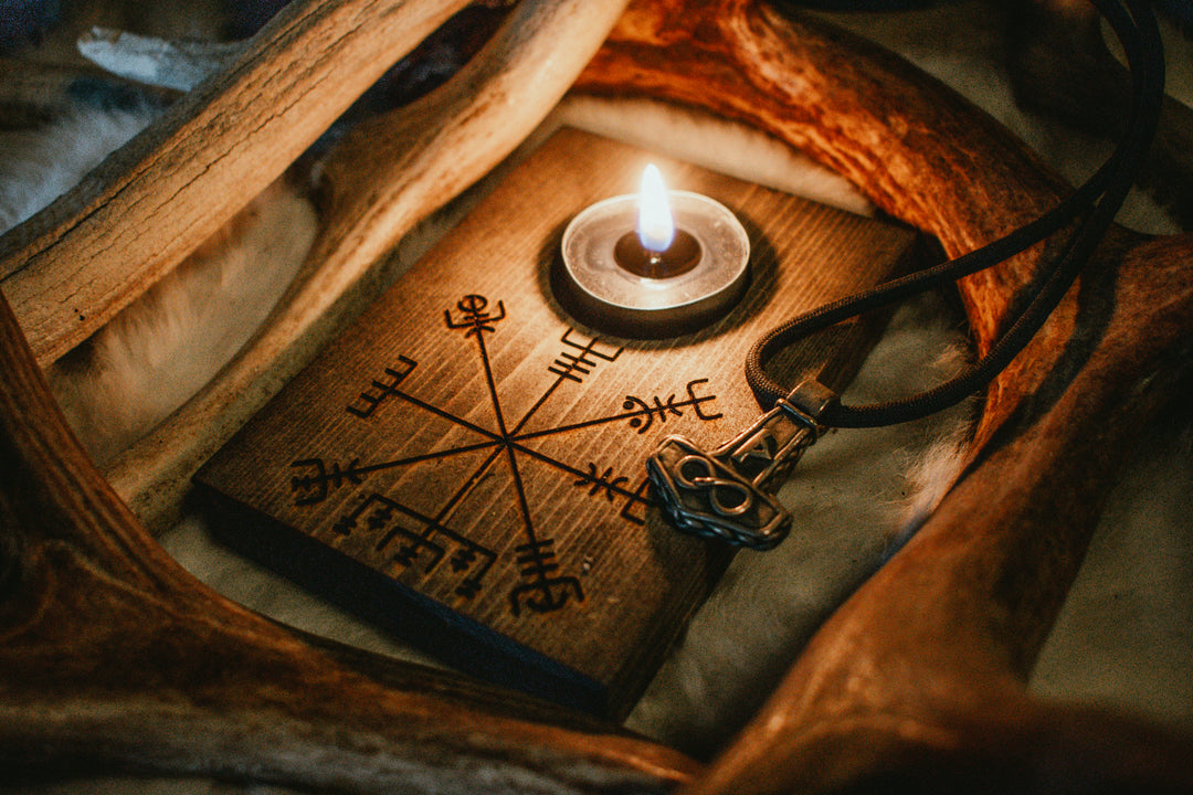 pagan candle holder, viking candle holder, vegvisir candle holder, vegvisir candle, norse candle holder