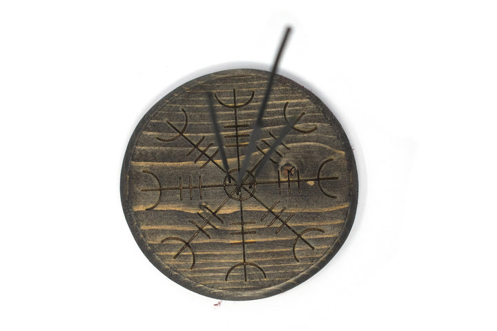 pagan incense dish, helm of awe, norse incense dish, wooden incense dish, witchy incense dish, viking incense dish