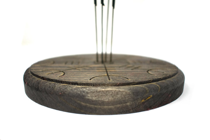 pagan incense dish, helm of awe, norse incense dish, wooden incense dish, witchy incense dish, viking incense dish