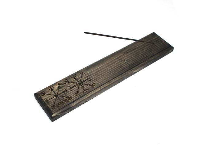 pagan incense dish, helm of awe, norse incense dish, wooden incense dish, witchy incense dish, viking incense dish
