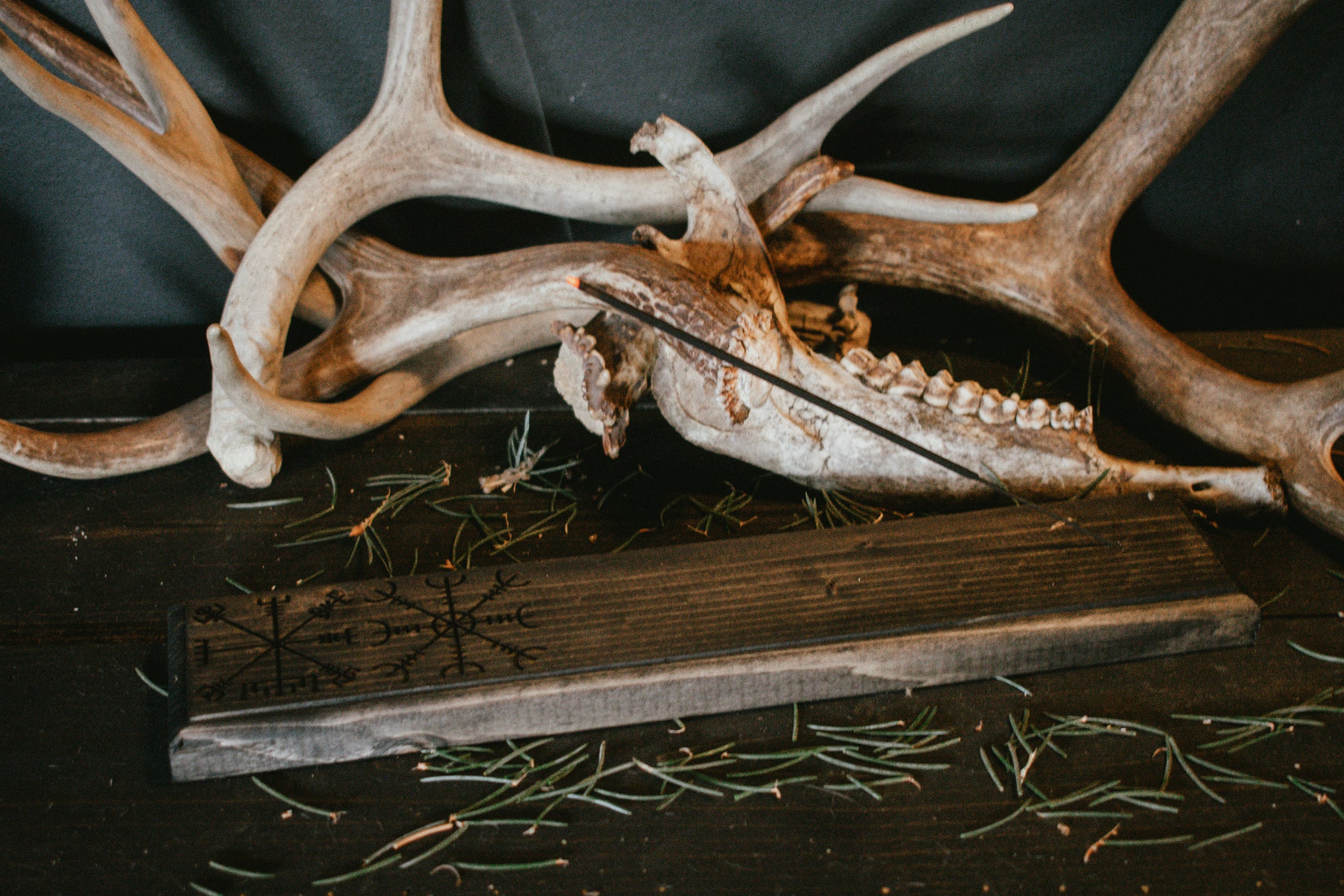 pagan incense dish, helm of awe, norse incense dish, wooden incense dish, witchy incense dish, viking incense dish