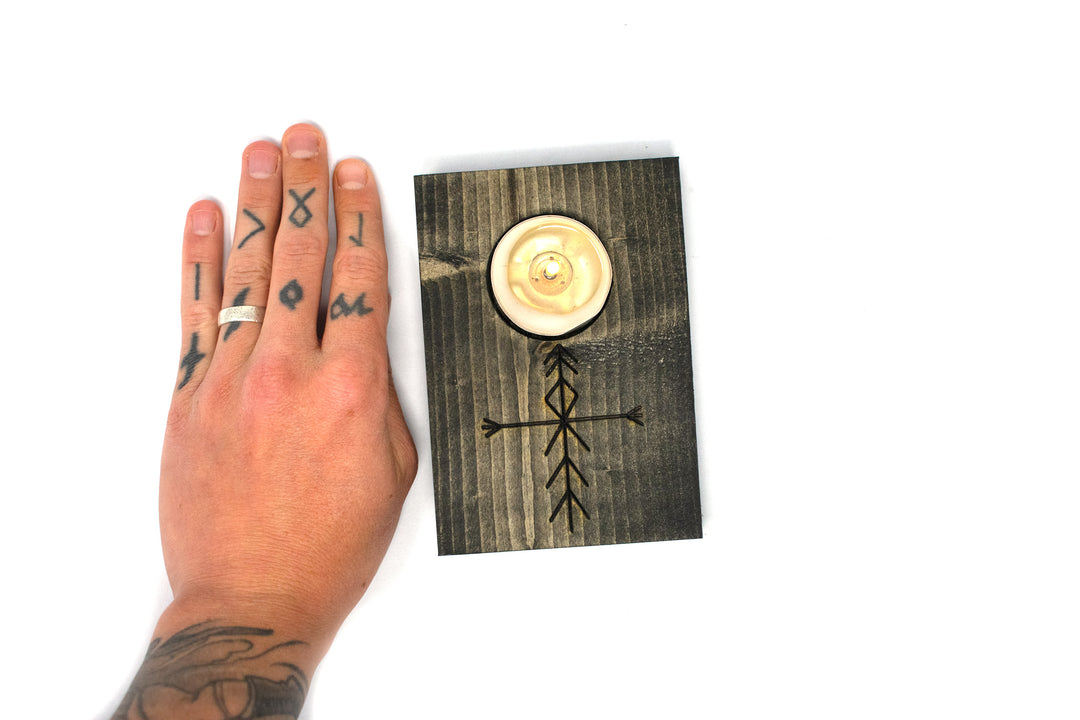 Home protection bindrune tealight candle holder