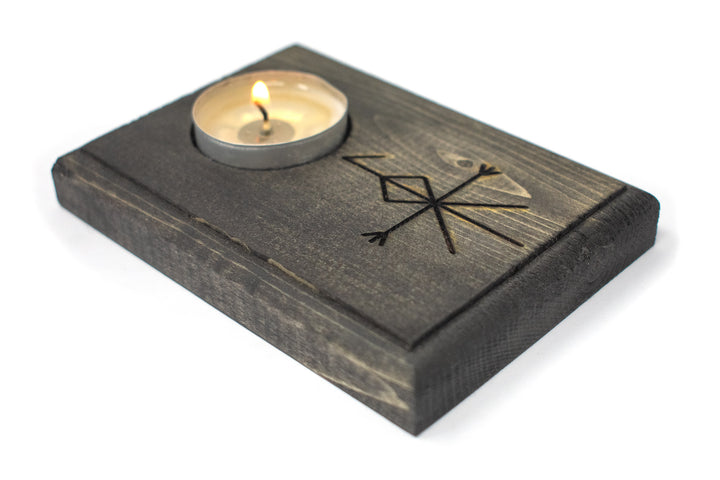 Loki bindrune tealight candle holder
