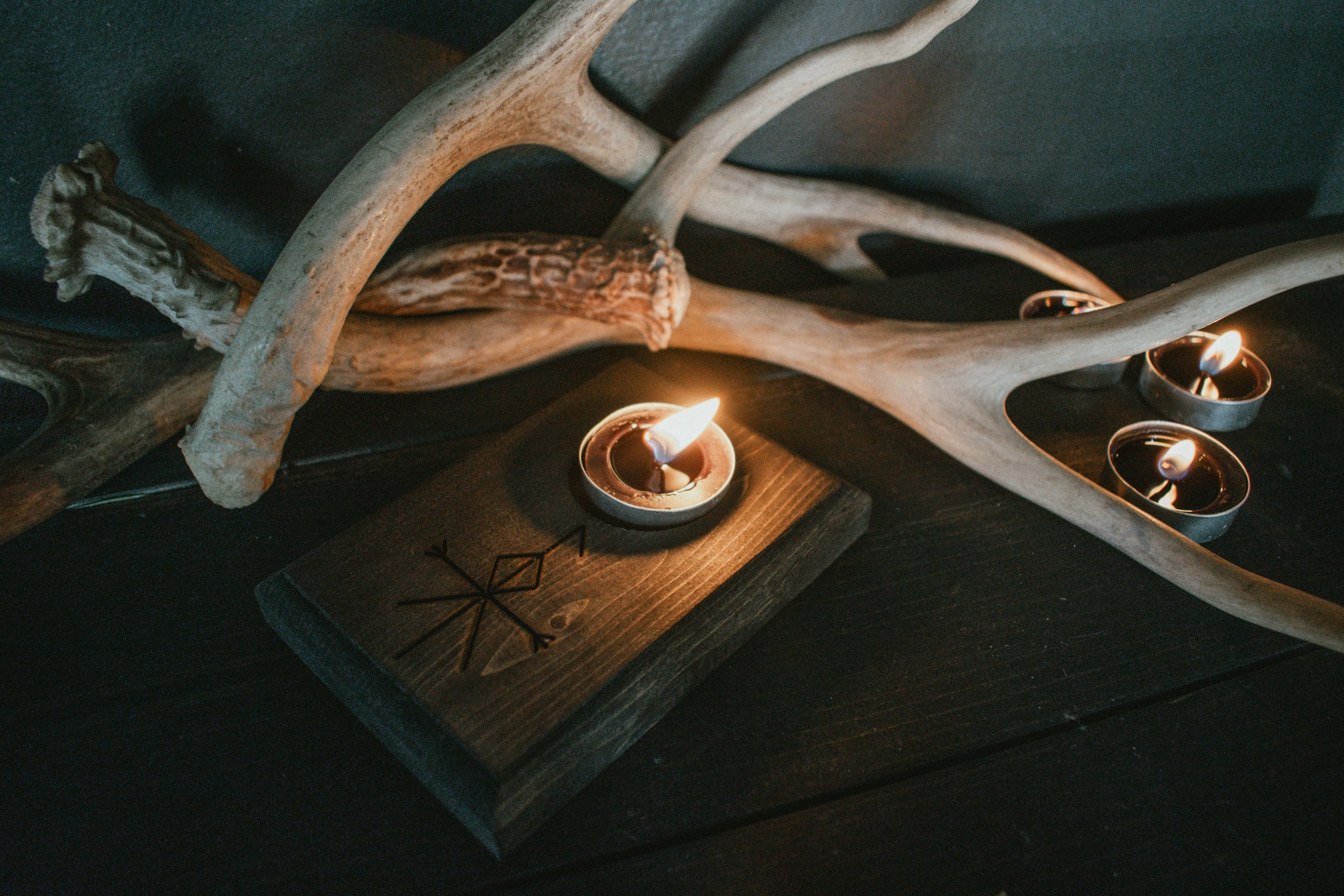 Loki bindrune tealight candle holder